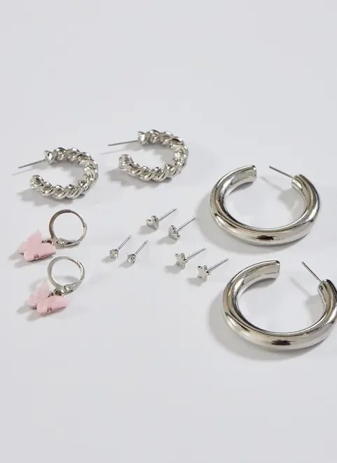 kit brincos argola e borboleta kit brincos argola e borboleta