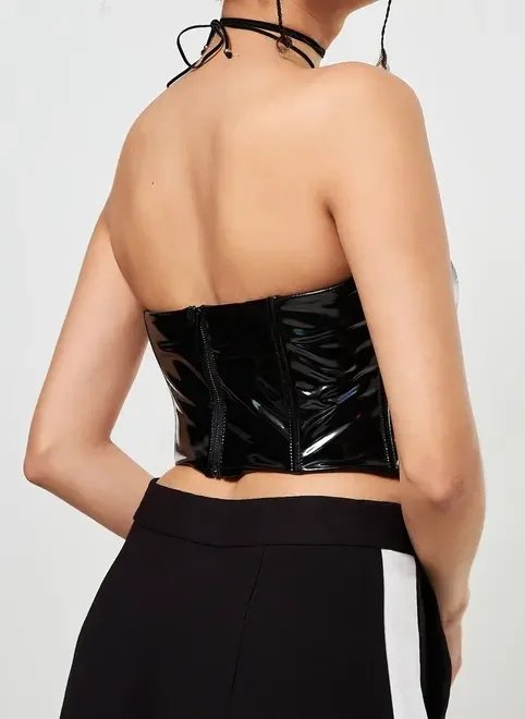 cropped corselet em vinil cropped corselet em vinil