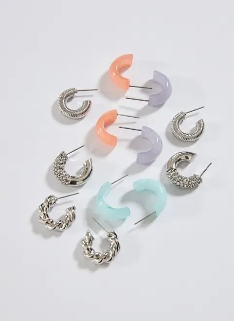 kit argolinhas prateadas e coloridas kit argolinhas prateadas e coloridas