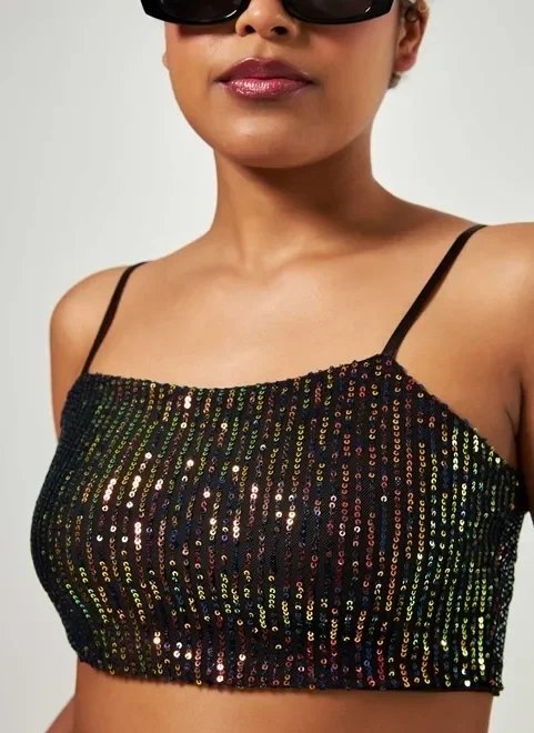 cropped preto com paetê cobre cropped preto com paetê cobre