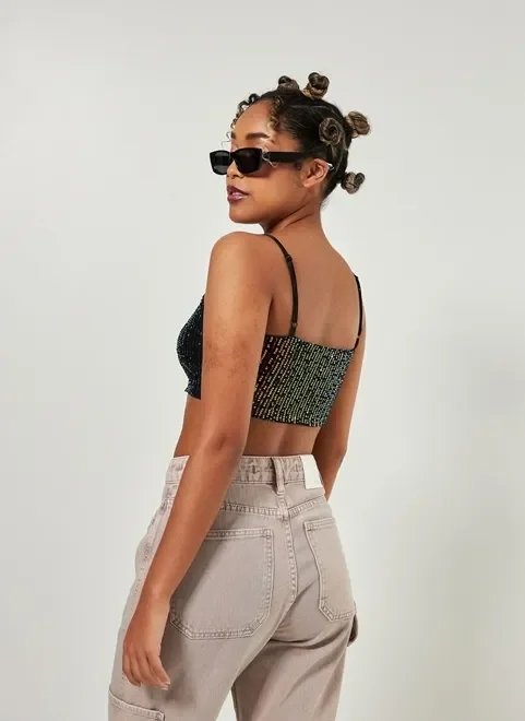 cropped preto com paetê cobre cropped preto com paetê cobre