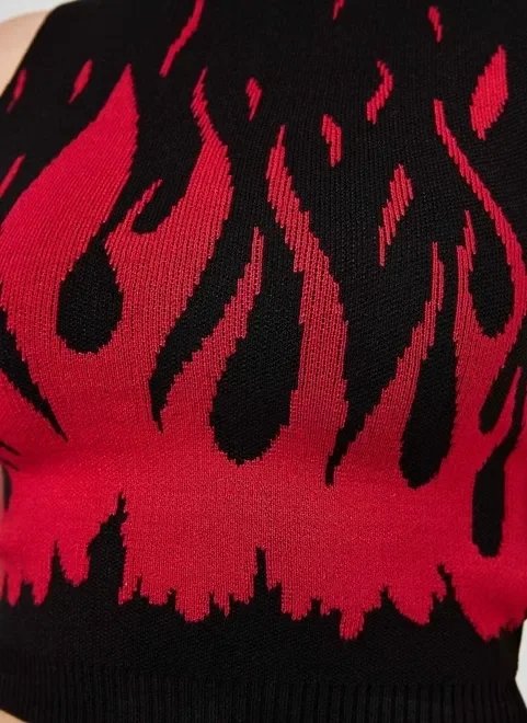 blusa hauter em tricô fogo blusa hauter em tricô fogo