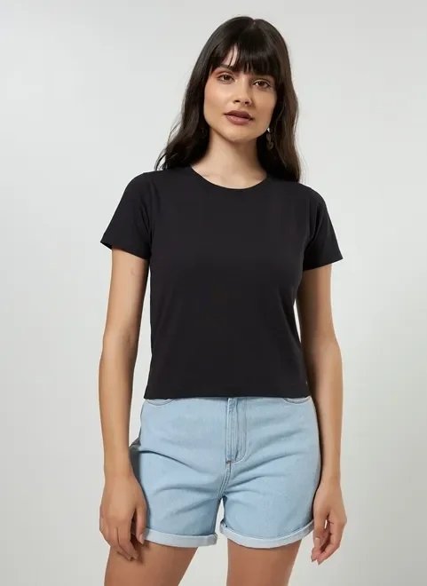 blusa básica de manga curta blusa básica de manga curta