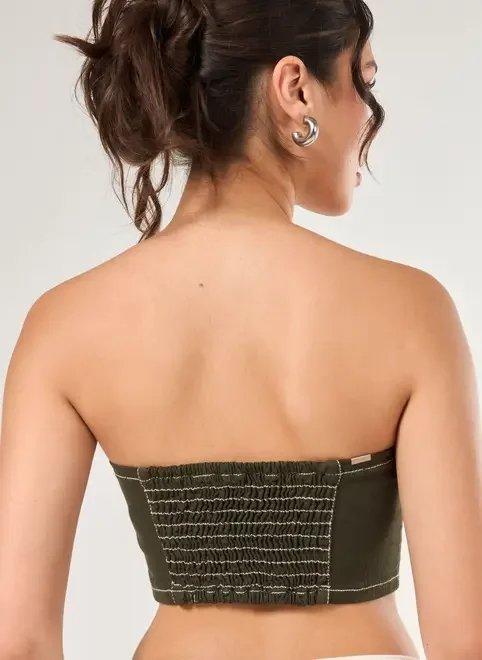 cropped em sarja sem alça cropped em sarja sem alça