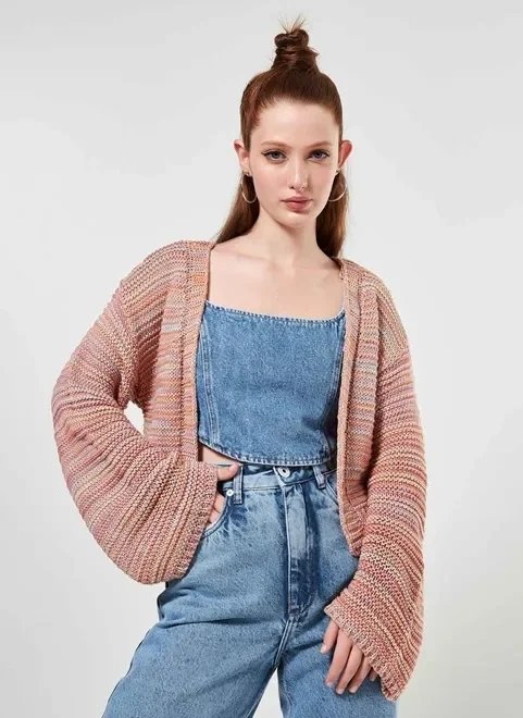 cardigan kimono em tricô colorido cardigan kimono em tricô colorido