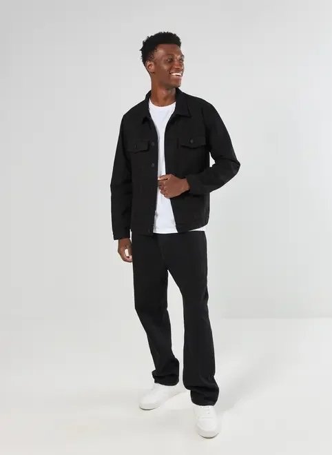 jaqueta em sarja preta jaqueta em sarja preta