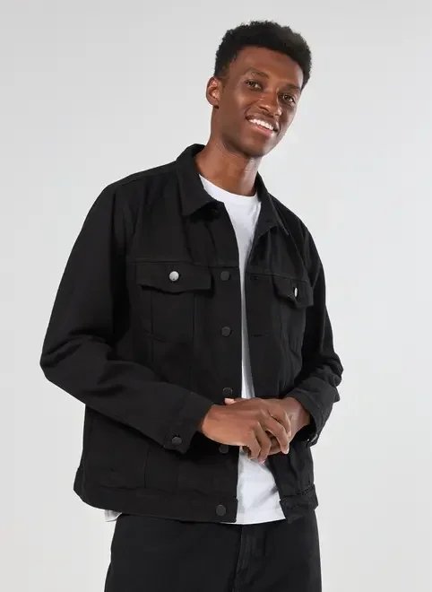 jaqueta em sarja preta jaqueta em sarja preta