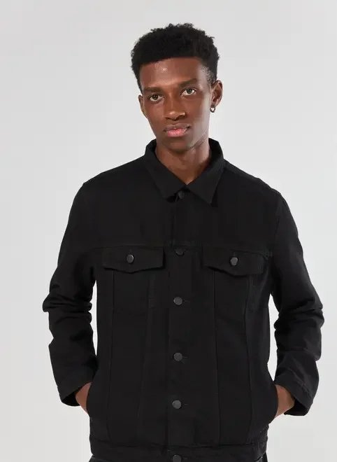 jaqueta em sarja preta jaqueta em sarja preta