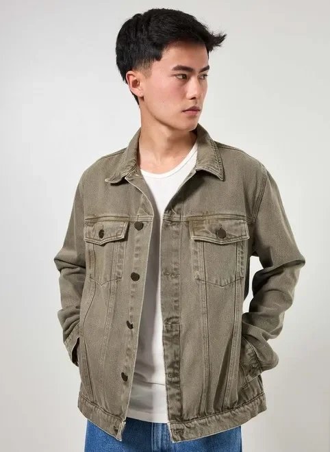 jaqueta em sarja verde militar jaqueta em sarja verde militar