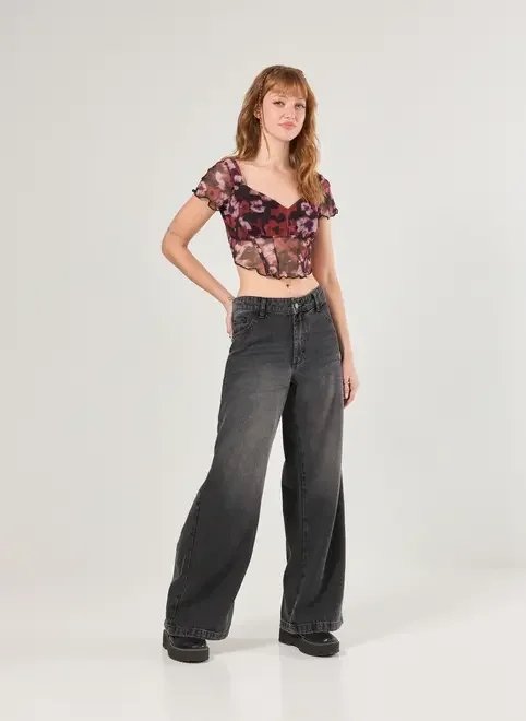 cropped tule florido manchado cropped tule florido manchado