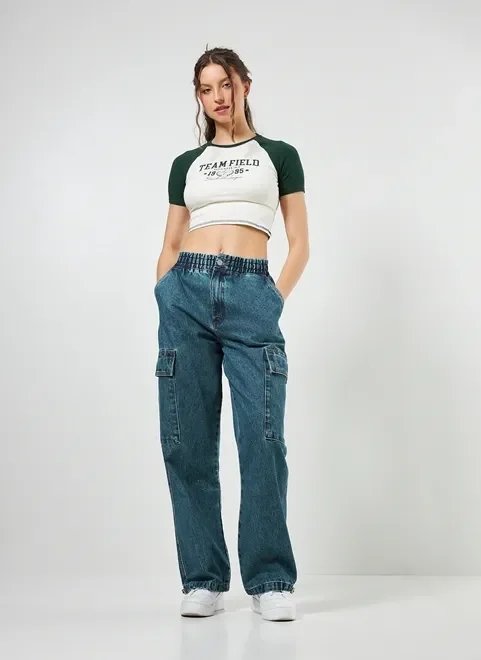 blusa cropped raglan team field blusa cropped raglan team field