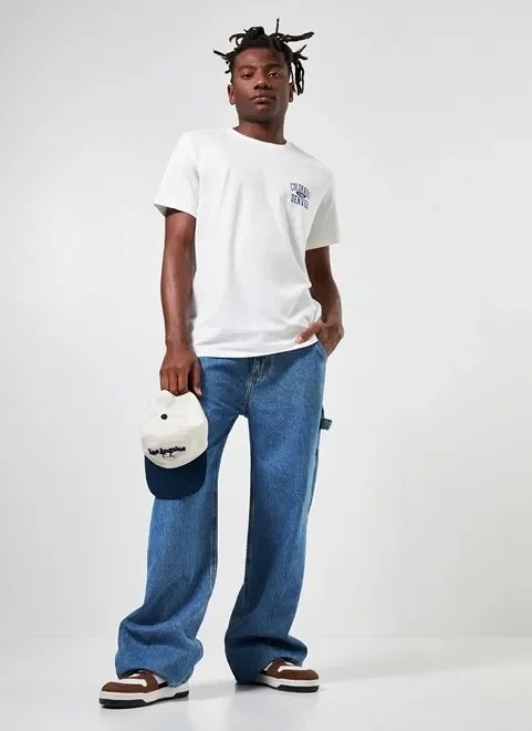 camiseta off-white com bordado denver camiseta off-white com bordado denver