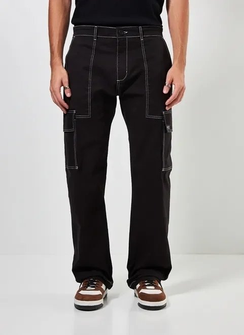 calça de sarja preta cargo calça de sarja preta cargo