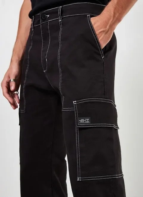 calça de sarja preta cargo calça de sarja preta cargo