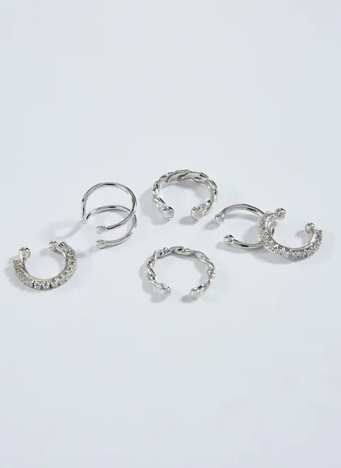 kit piercings fake prateados kit piercings fake prateados