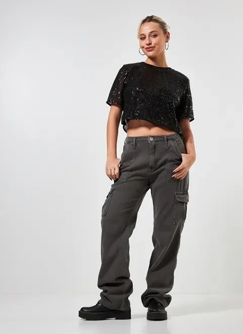 blusa de paetê com transparência blusa de paetê com transparência