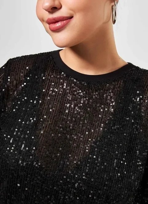 blusa de paetê com transparência blusa de paetê com transparência