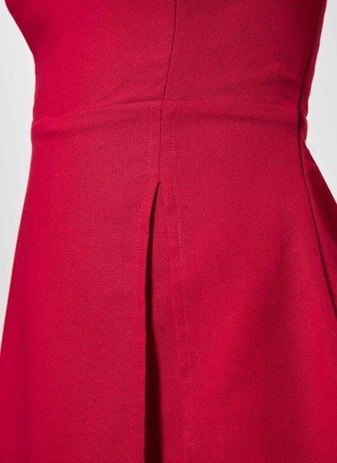 vestido macaquinho vermelho com linho