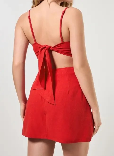 vestido macaquinho vermelho com linho vestido macaquinho vermelho com linho