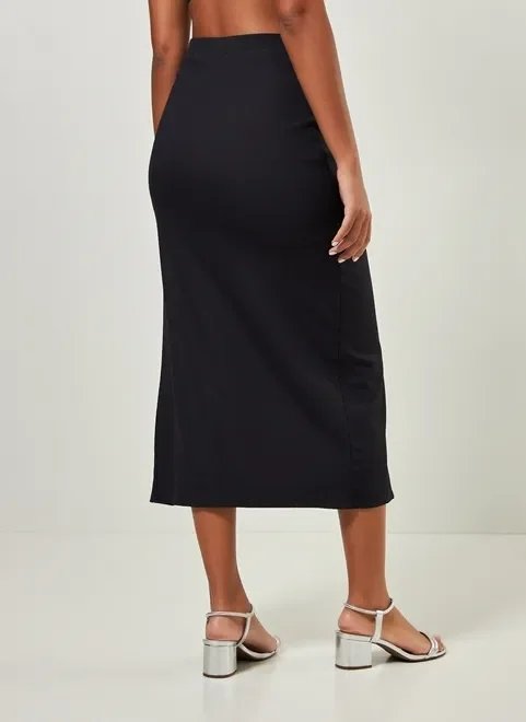 saia midi com fenda e franzido saia midi com fenda e franzido