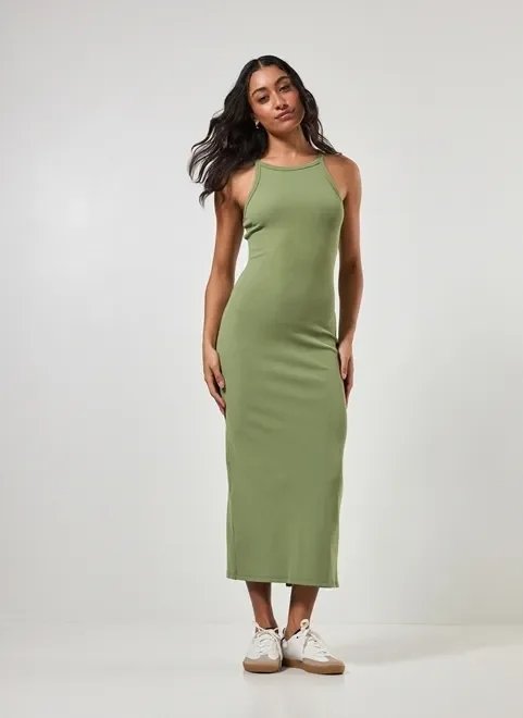 vestido midi halter em malha vestido midi halter em malha