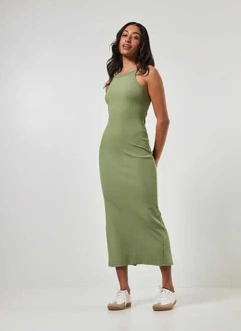 vestido midi halter em malha vestido midi halter em malha