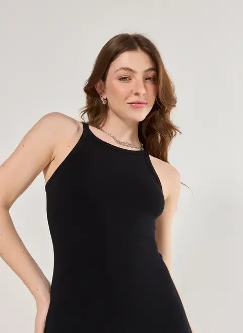 vestido midi halter em malha vestido midi halter em malha