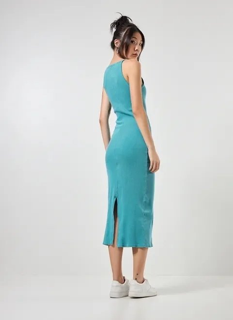 vestido midi halter azul turquesa vestido midi halter azul turquesa