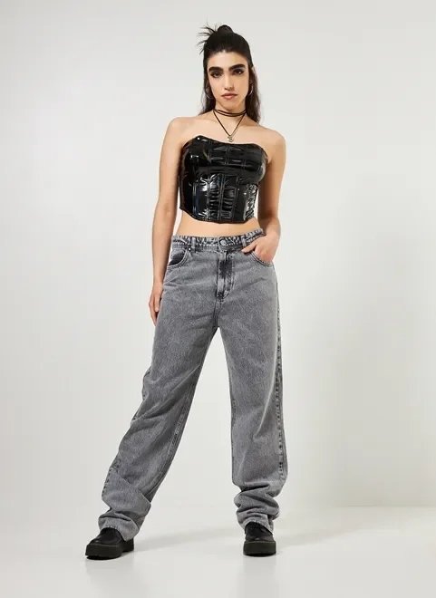 calça jeans boyfriend cintura baixa cinza calça jeans boyfriend cintura baixa cinza