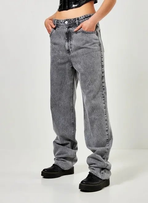 calça jeans boyfriend cintura baixa cinza calça jeans boyfriend cintura baixa cinza