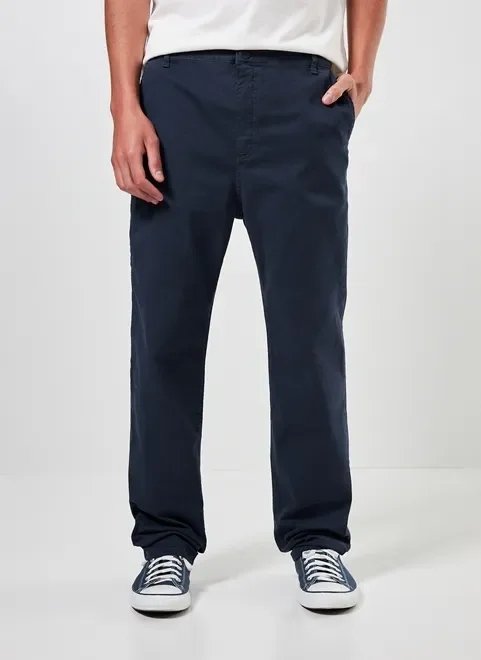 calça chino em sarja azul marinho calça chino em sarja azul marinho