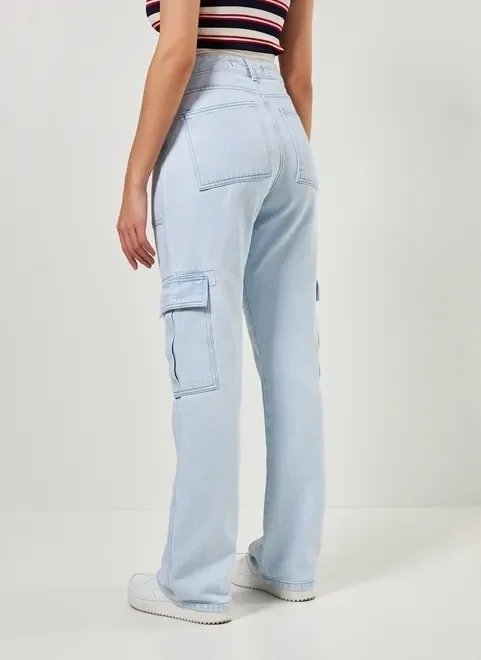 calça wide leg jeans clara cargo calça wide leg jeans clara cargo