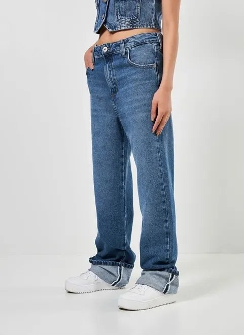calça jeans cintura baixa barra dobrada calça jeans cintura baixa barra dobrada