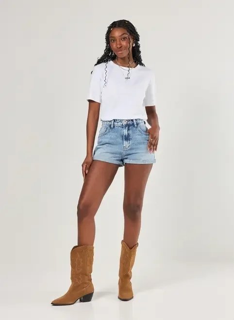 short mom jeans com elástico short mom jeans com elástico