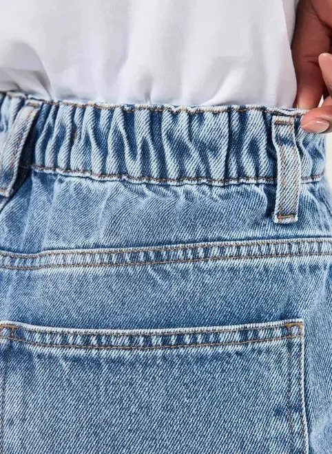 short mom jeans com elástico short mom jeans com elástico