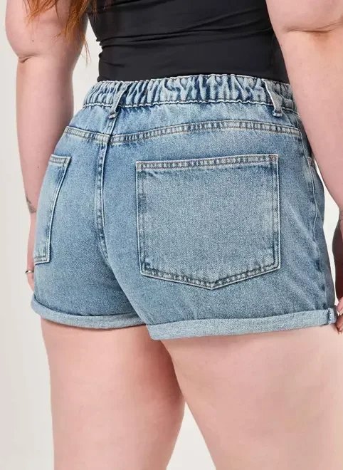 short mom jeans com elástico short mom jeans com elástico