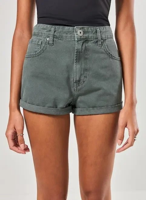 short mom em sarja com elástico short mom em sarja com elástico