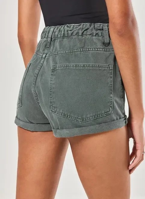 short mom em sarja com elástico short mom em sarja com elástico