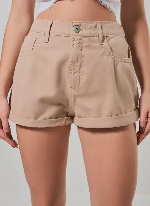 short mom em sarja com elástico short mom em sarja com elástico