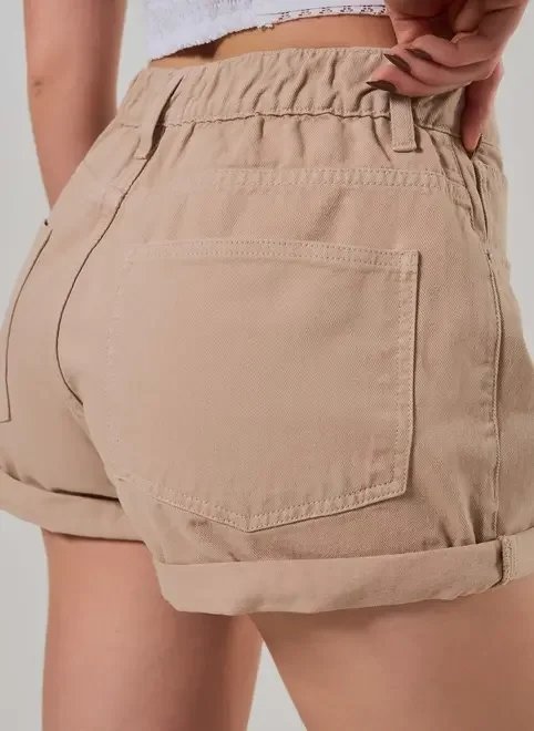 short mom em sarja com elástico short mom em sarja com elástico