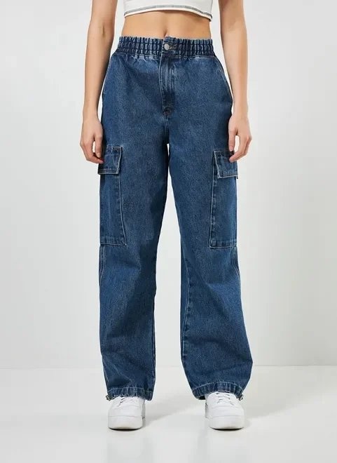 calça parachute jeans escura cargo calça parachute jeans escura cargo