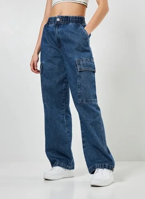 calça parachute jeans escura cargo calça parachute jeans escura cargo