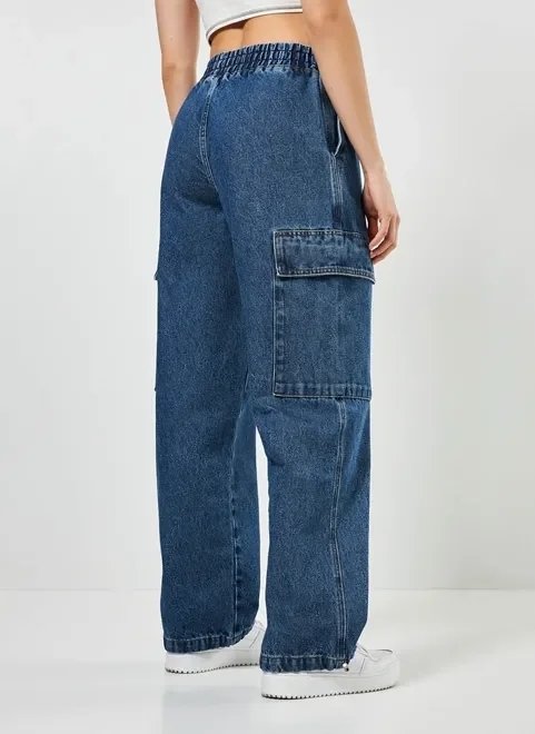 calça parachute jeans escura cargo calça parachute jeans escura cargo