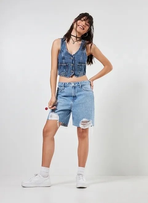 colete jeans cropped colete jeans cropped
