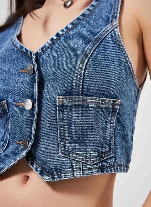 colete jeans cropped colete jeans cropped
