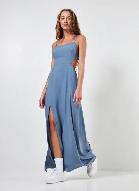vestido longo azul cut out vestido longo azul cut out