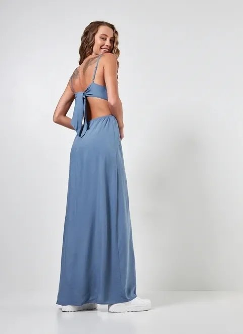 vestido longo azul cut out vestido longo azul cut out