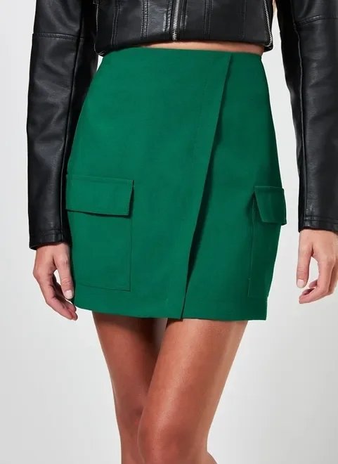 saia verde transpassada cargo saia verde transpassada cargo