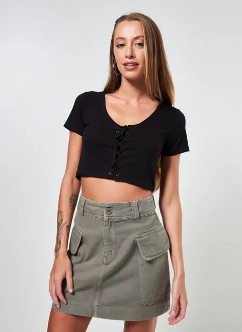blusa cropped preta amarração transpassada blusa cropped preta amarração transpassada
