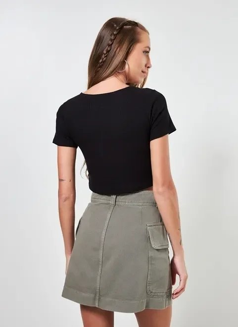 blusa cropped preta amarração transpassada blusa cropped preta amarração transpassada